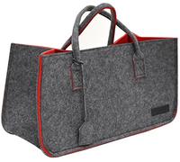 DuneDesign Bolsa de Fieltro sintético 50x25x25cm para leña Compra 25kg Gris Rojo