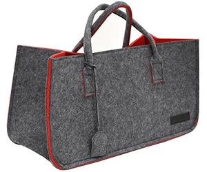 DuneDesign Bolsa de Fieltro sintético 50x25x25cm para leña Compra 25kg Gris Rojo
