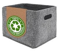 DuneDesign Fieltro 100% Reciclado: Cesta de Almacenamiento Plegable - 32x26x23 Cajas Estanteria Caja Bonita Almacenaje Ropa Cajones Storage Baskets Cajas Organizador de Ropa Cesta Papel Higienico Gris