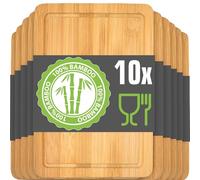 DuneDesign Juego de 10: Tabla de Cortar Pequeña - 22x15 Platos para Tapas de Bar - Tabla para Quesos y Aperitivos Bandeja de Bambu Tabla Corte Madera - Tabla Cocina Pequeña Bandejas para Servir Comida