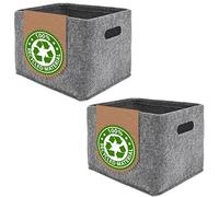 DuneDesign Juego de 2: Cesta de Almacenamiento Fieltro Reciclado - 32x26x23 Cajas Estanteria Caja Bonita Almacenaje Ropa Cajones Storage Baskets Cajas Organizador de Ropa Cesta Papel Higienico Gris