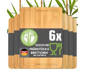 DuneDesign Juego de 6: Tabla de Cortar Pequeña - 22x15 Platos para Tapas de Bar - Tabla para Quesos y Aperitivos Bandeja de Bambu Tabla Corte Madera - Tabla Cocina Pequeña Bandejas para Servir Comida