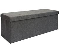 DuneDesign Otomana XXL Banca Plegable 110x38x38cm Incl 2 Paredes divisorias 120L pie de Cama Rectangular sofá Forrado con Tela 3 plazas Gris Oscuro