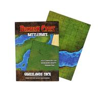 Dungeon Craft Mapa de Batalla para DND y RPG - Tapete Laminado Brillante de Doble Cara de 24 x 33 Pulgadas con Rejilla de 1 Pulgada - Terreno de Mesa de borrado en húmedo/seco - Paquete de pastizales