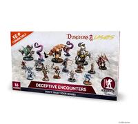 Dungeon & Lasers: Deceptive Encounters - 16 miniaturas con bases escénicas - Juego de figuras DND para juegos de rol de mesa compatibles con 5E - Sin pintar y sin montar - A partir de 14 años