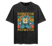 Dungeon Meowster Retro DND Game Unisex T-Shirt Printed tee Graphic Top Men Black Shirt S