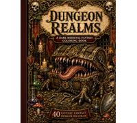 Dungeon Realms Coloring Book: 40 Dark Medieval Fantasy Designs with Dragons, Monsters, Mimics, Knights, and Gothic Dungeon Scenes