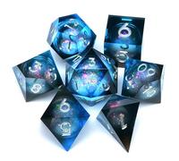 Dungeons and Dragons - Juego de Dados de núcleo líquido D&D, Juego de Dados de Resina DND de poliedro, Utilizado para Juegos de rol, Juego de Dados Magic Pathfinder, Juego de Dados DND (7 Piezas)