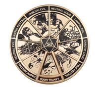 Dungeons & dragons 50th anniversary - pin giratorio dorado antiguo, 50