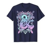 Dungeons & Dragons Ampersand Pastel Logo Camiseta, Hombre, Azul Marino, XL