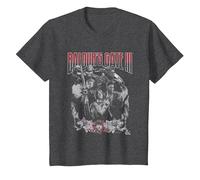 Dungeons & Dragons Baldur's Gate Distressed Floral Frame Camiseta, Niños, Jaspeado Oscuro, 4 años