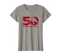 Dungeons & Dragons Dyed 50th Stacked Logo Camiseta, Mujer, Pizarra, S