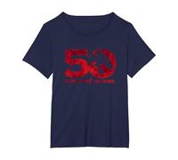Dungeons & Dragons Dyed 50th Stacked Logo Camiseta, Mujer Tallas Grandes, Azul Marino, 1XL Grande