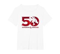 Dungeons & Dragons Dyed 50th Stacked Logo Camiseta, Mujer Tallas Grandes, Blanco, 1XL Grande