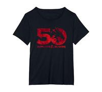 Dungeons & Dragons Dyed 50th Stacked Logo Camiseta, Mujer Tallas Grandes, Negro, 1XL Grande