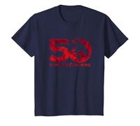 Dungeons & Dragons Dyed 50th Stacked Logo Camiseta, Niños, Azul Marino, 2 años