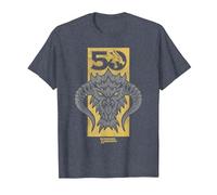Dungeons & Dragons Gold 50th Black Dragon Camiseta, Hombre, Azul Jaspeado, 4XL