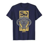 Dungeons & Dragons Gold 50th Black Dragon Camiseta, Hombre, Azul Marino, 3XL