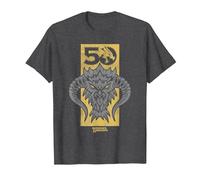 Dungeons & Dragons Gold 50th Black Dragon Camiseta, Hombre, Jaspeado Oscuro, XXL