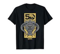 Dungeons & Dragons Gold 50th Black Dragon Camiseta, Hombre, Negro, XXL