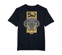 Dungeons & Dragons Gold 50th Black Dragon Camiseta, Hombre Tallas Grandes, Negro, 4X Alto
