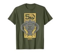 Dungeons & Dragons Gold 50th Black Dragon Camiseta, Hombre, Verde Oliva, XXL