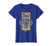 Dungeons & Dragons Gold 50th Black Dragon Camiseta, Mujer, Azul Real, XS