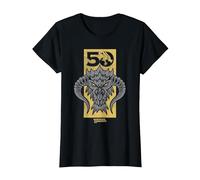 Dungeons & Dragons Gold 50th Black Dragon Camiseta, Mujer, Negro, S