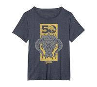 Dungeons & Dragons Gold 50th Black Dragon Camiseta, Mujer Tallas Grandes, Azul Jaspeado, 4XL Grande