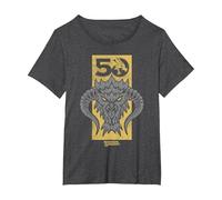 Dungeons & Dragons Gold 50th Black Dragon Camiseta, Mujer Tallas Grandes, Jaspeado Oscuro, 3XL Grande