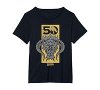 Dungeons & Dragons Gold 50th Black Dragon Camiseta, Mujer Tallas Grandes, Negro, 6XL Grande