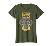 Dungeons & Dragons Gold 50th Black Dragon Camiseta, Mujer, Verde Oliva, 3XL