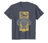 Dungeons & Dragons Gold 50th Black Dragon Camiseta, Niños, Azul Jaspeado, 10 años