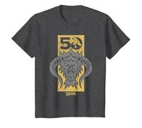 Dungeons & Dragons Gold 50th Black Dragon Camiseta, Niños, Jaspeado Oscuro, 4 años