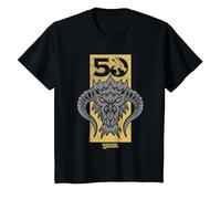 Dungeons & Dragons Gold 50th Black Dragon Camiseta, Niños, Negro, 12 años