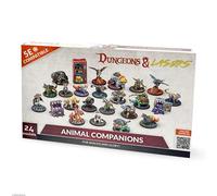 Dungeons & Lasers Animal Companions - Juego de miniaturas DND - 24 figuras con bases escénicas - 5E compatible con juegos de rol de mesa - 28 mm sin pintar y sin montar - para mayores de 14 años
