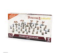 Dungeons & Lasers Armies of Deuslair - Juego de miniaturas - 42 modelos con bases escénicas - 5E compatible para su uso con juegos de rol DND y de mesa - Sin pintar y sin montar - para mayores de 14