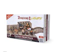 Dungeons & Lasers Fantasy Props Pack - Juego de 109 piezas con elementos en miniatura y accesorios - Añadir al campo RPG para juegos de mesa compatibles con DND y 5E - Sin pintar - A partir de