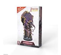 Dungeons & Lasers Sandwyrm Terror of The Dunes DND Miniatura, modelo grande con base escénica