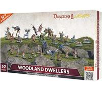 Dungeons & Lasers: Woodland Dwellers - 30 miniaturas con bases escénicas - Juego de figuras DND para juegos de rol de mesa compatibles con 5E - Sin pintar y sin montar - A partir de 14 años