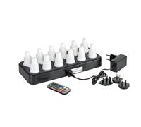 Duni Led Set Flex - 12 velas LED RGB + W (color + blanco cálido) con base de carga por inducción y mando a distancia