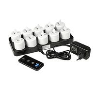 DUNI Moving Flame - Juego de luces LED recargables (10 unidades, 38 x 36 mm, 25 horas, luz blanca cálida), color blanco