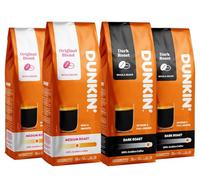 Dunkin' Donuts Café en Grano - Pack de 4 × 250 g (Dark Roast y Original Blend), 100% Arábica - Café Premium Tostado - Fabricado en Italia - Pack Ahorro de 1 kg