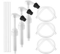 Dunkive Paquete de 3 bombas de jarabe, bomba dispensadora de 750 ml compatible con botellas de vidrio Monin, cubierta de punta incluida, con tubo extendido de 30 cm, bolas antireflujo líquido,