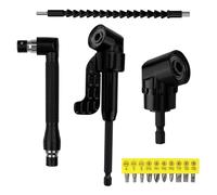 Dunkwckore 14 Piezas Adaptador de Destornillador Angular Set, Accesorios Taladro, 105 °Adaptador Atornillador Flexible, Enchufes para Destornillador de L-forma, 1/4 de Pulgada Broca de Ángulo Recto