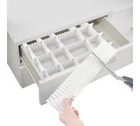 Dunkwckore 16 PCS Separadores de Cajones, Organizador Separador Cajones Plástico, 32×7cm Separador Cajones Ajustable para Calcetines, Ropa Interior, Oficina, Cocina, Dormitorio y Tocador (Blanco)