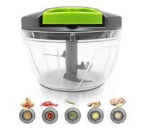 Dunkwckore 520 ml Picadora Manual con Cuerda, Trituradora de Alimentos con 3 Cuchillas de Acero Inoxidable, Picador de Verduras, Cortador Cebolla, Triturador de Alimentos, Mini Corta Picador