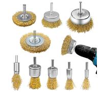 Dunkwckore 9 Piezas Cepillo Alambre Taladro, Vástago Redondo Cepillo para Taladro 6 mm Metalico Limpieza, Wire Brush, Lijadora Cepillos Alambre Taladro Profesionale Pulir/Lijar/Eliminación Óxido