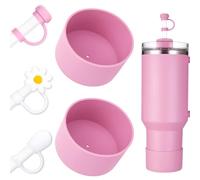 DUNLAGUE Juego de funda para botas y popotes: 2 botas de silicona, 3 tapas de popote, protector inferior para taza Stanley H2.0 de 30 onzas y 40 onzas, color exacto a juego con Stanley, accesorios