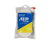 Dunlop ATP Viper Dry Tennis Overgrip, Blanco, 3-Pack de ampollas - Sensación Seca, Control de Humedad, Agarre cómodo